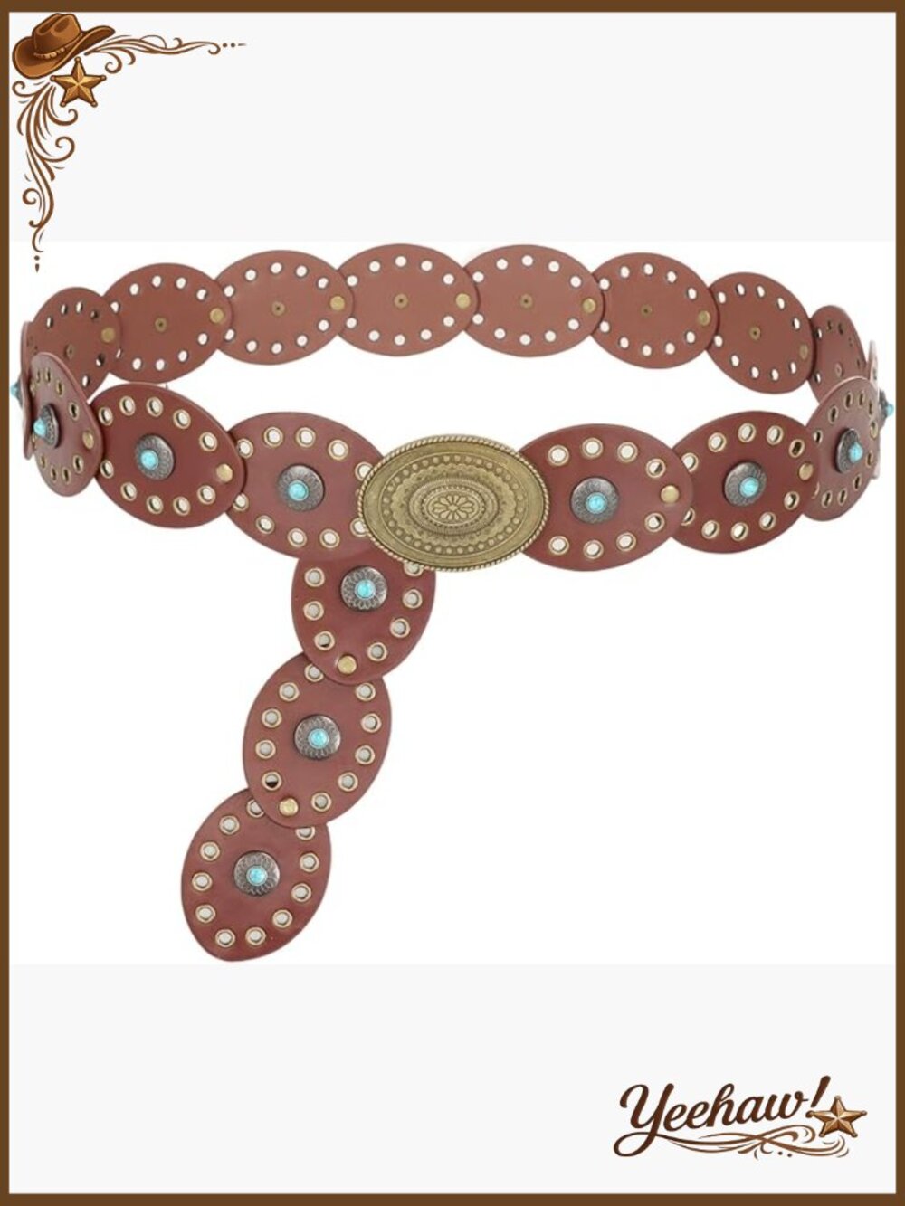 Wide Western Leather Belt with Concho Buckle - Boho Cowgirl Waist Belt for